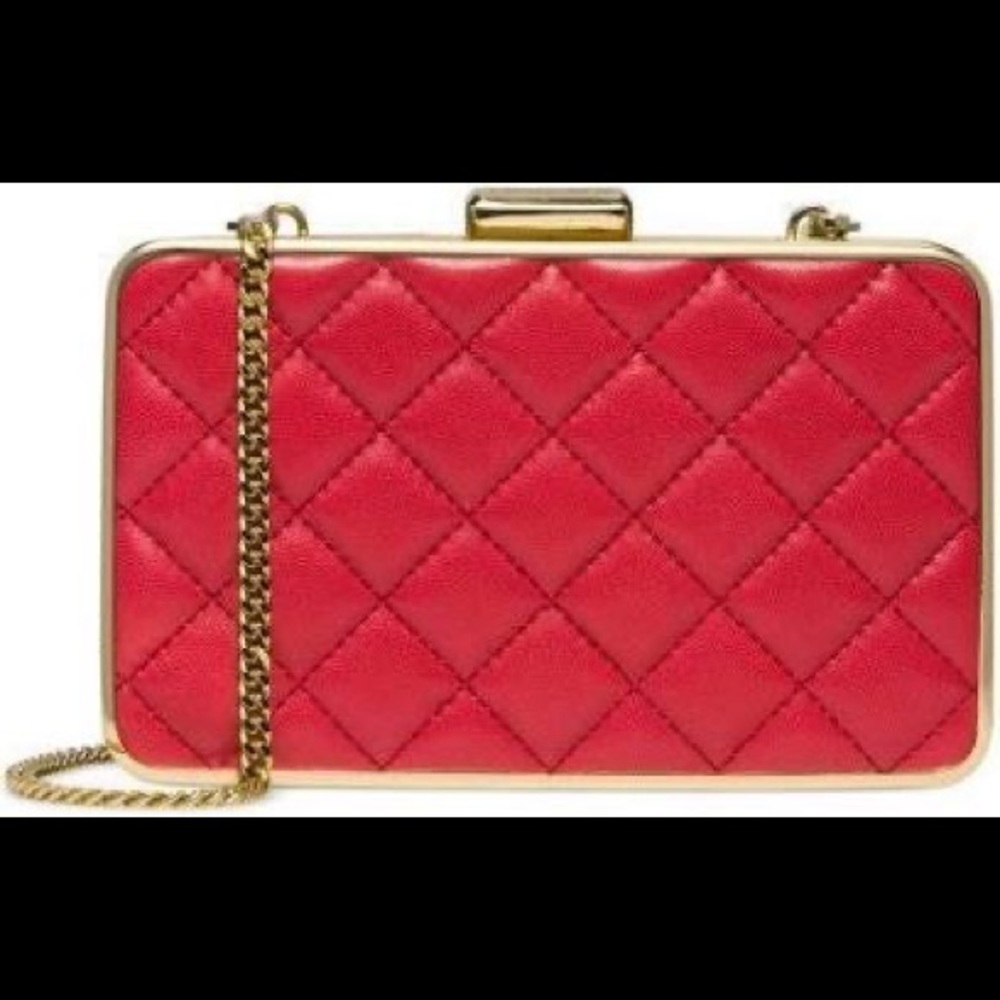 Michael Kors quilted red leather clutch